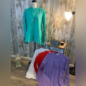 Set of four Eileen Fisher organic Irish Linen button down tops. Size S